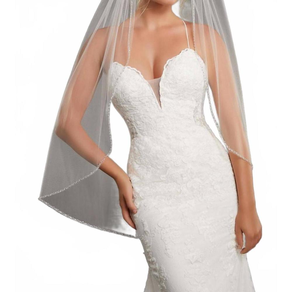 NEW MORILEE edged with tiny crystals and rhinestones wedding veil in ivory